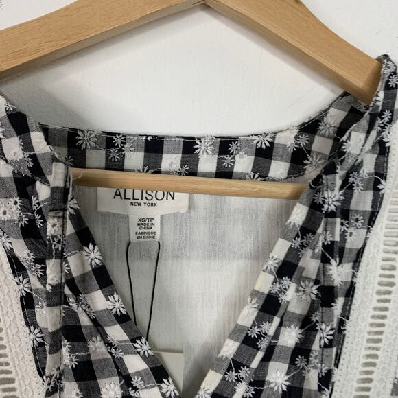 Allison New York Embroidered Drop-Waist Mini Dress in Black & White XS - Picture 6 of 7